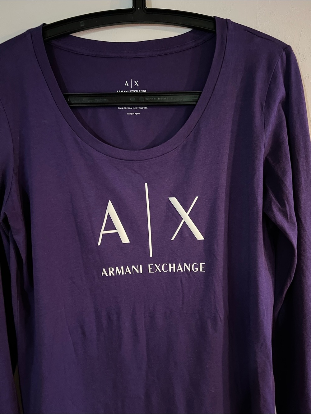 Armani Exchange Purple Long Sleeve Logo Tee